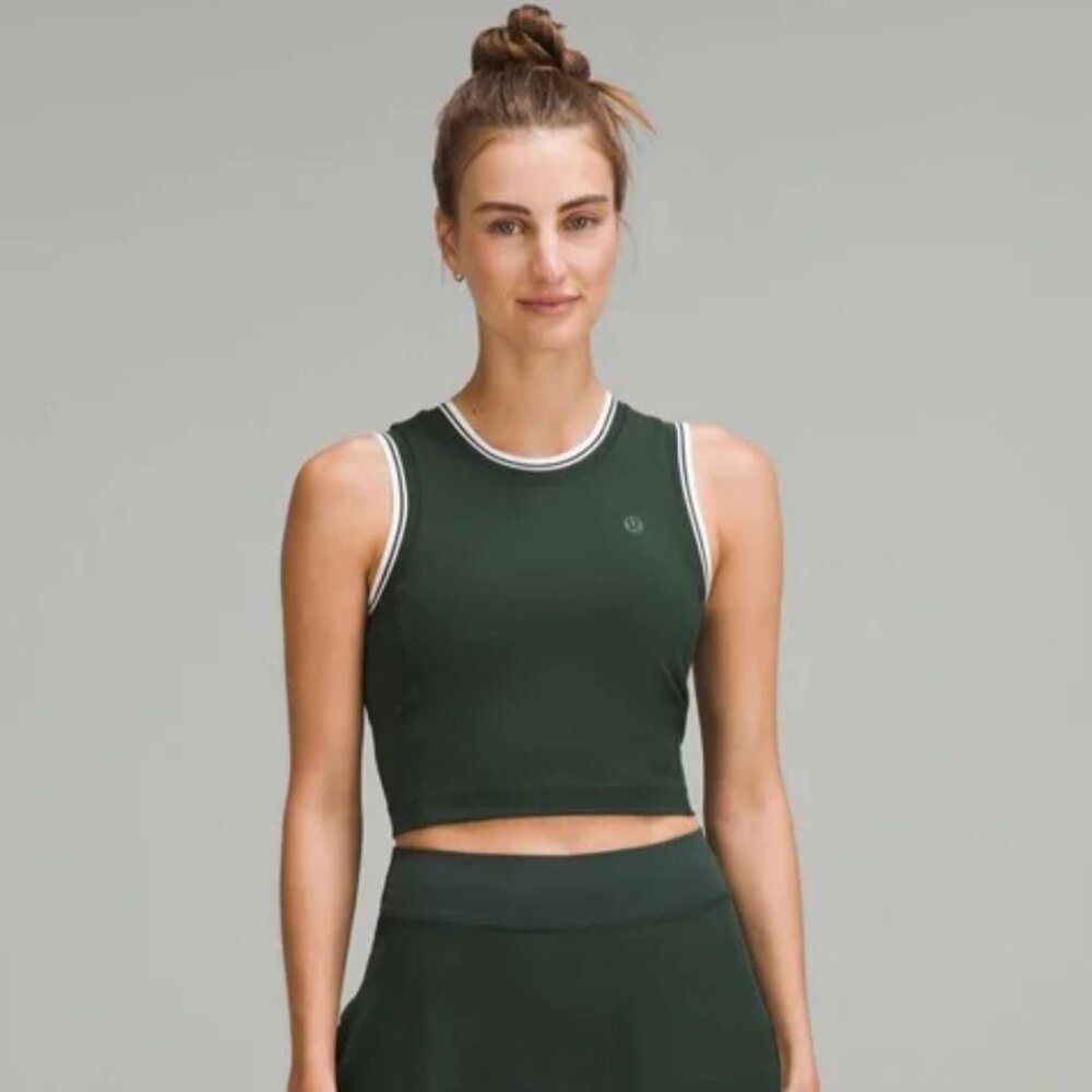 NWT Lululemon Varsity Scoop-Neck Cropped Tennis Tank Top // Green // Sz 8
